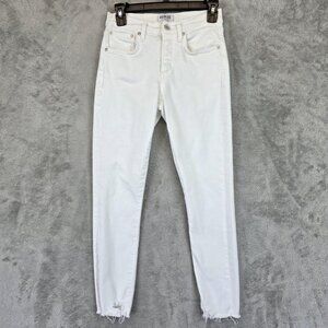 AGOLDE Jeans Womens 25 White High Rise Skinny Raw Hem Stretch Ankle A018 B-1013